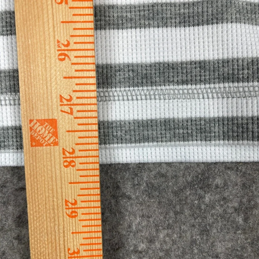 Banana Republic Waffle Knit Thermal Shirt Mens Large Grey White Striped
